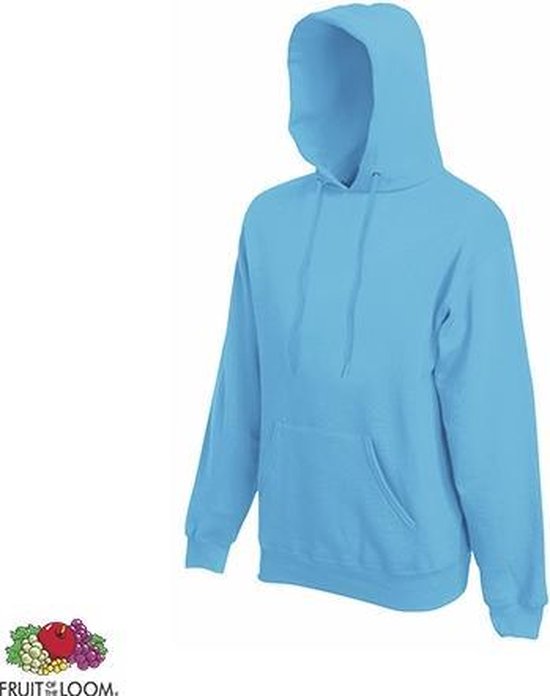 Fruit of the Loom Hoodie Azure Blue Maat L dubbellaagse capuchon