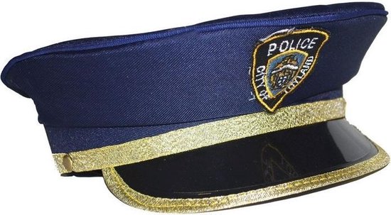 Chapeau de police pour enfants bleu avec or | bol.