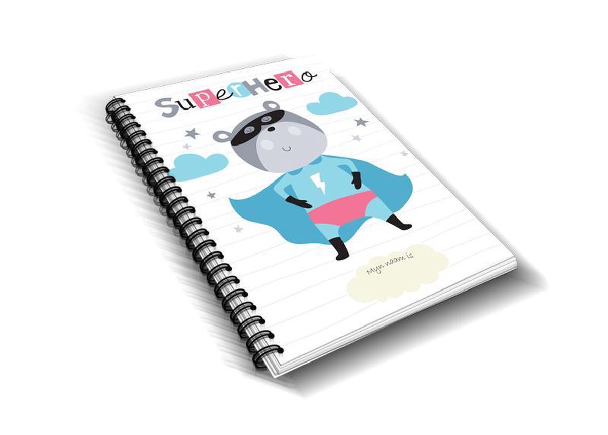 Heen en weer oppas crèche boekje “Super Hero” - kinderopvang - gastouder - baby - peuter - oppasboekje - opvangboekje - invulboek - ringband