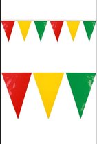 12x PVC mini vlaggenlijn rood/geel/groen 4 meter BRANDVEILIG