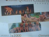 Legpuzzels (3 x 1000 st) - 1000 stukjes - Leeuwen Familie, Poezen Familie en Honden Familie- Clementoni Puzzel
