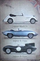 TH Commerce - Jaguar E Type - Metalen Vintage Decoratie Wandbord - Garage - Reclamebord - Muurplaat - Retro - Wanddecoratie -Tekstbord - Nostalgie - 30 x 20 cm 0727