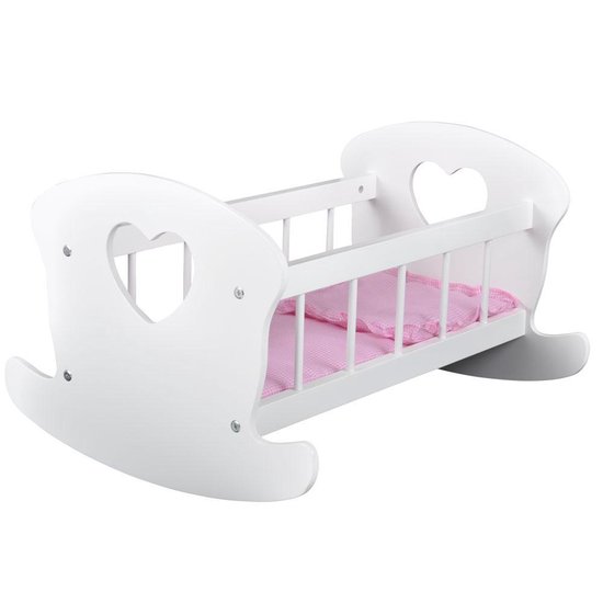 Foto: Bandits angels houten poppenbedje sweet dreams wit met hart poppenbed hout geschikt voor pop tot 46 cm inclusief dekentje poppen bed poppen meubel
