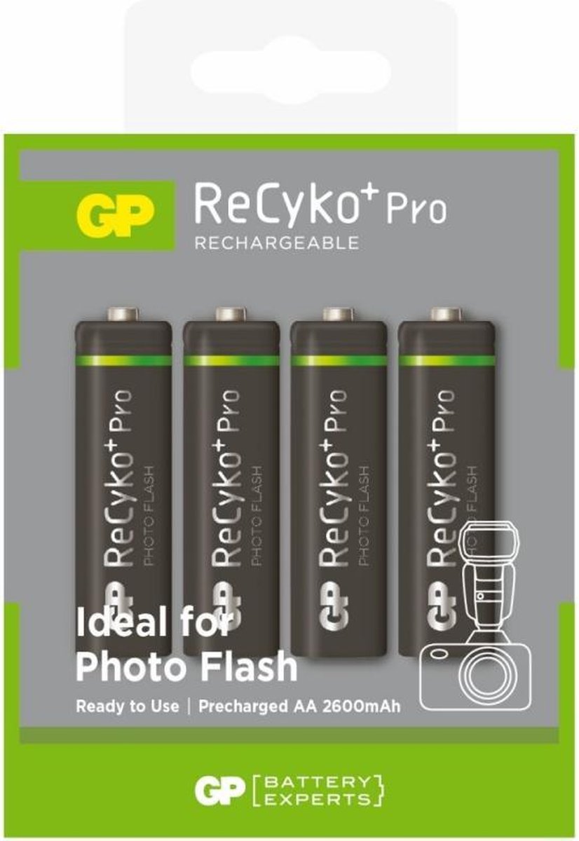 4 Stuks - GP R6/AA ReCyko+ Pro Photo Flash 2600mAh oplaadbaar - GP