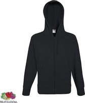 Fruit of the Loom hoodie vest met rits lichtgewicht Maat L Kleur Black