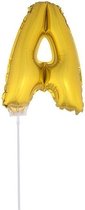 Gouden opblaas letter ballon A op stokje 41 cm