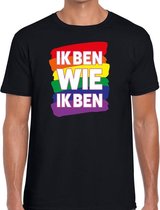Ik ben wie ik ben regenboog gaypride shirt zwart voor heren XL