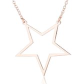 24/7 Jewelry Collection Ster Ketting - Open - Rosé Goudkleurig