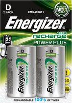 Energizer 2500 mAh herlaadbare batterij Power Plus D - blister van 2 stuks