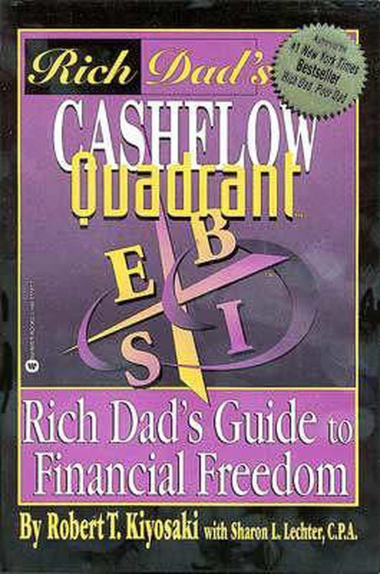 Boekomslag 'Rich Dad's Cashflow Quadrant', een gids voor financiële vrijheid, met de letters E, S, B, I.