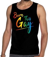 Born this gay gay pride tanktop/mouwloos shirt zwart heren L