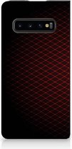 Geschikt voor Samsung S10 Bookcover Geruit Rood