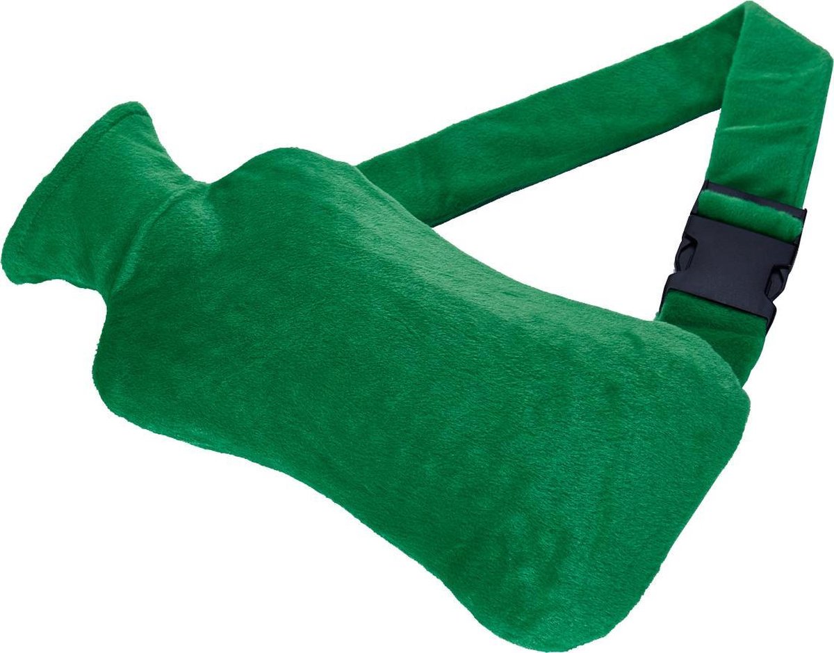 Warmwaterkruik met riem – kruik met hoes om te omgespen – gerichte behandeling van rug-, nier-, maag- of menstruatiepijn groen - Kufl