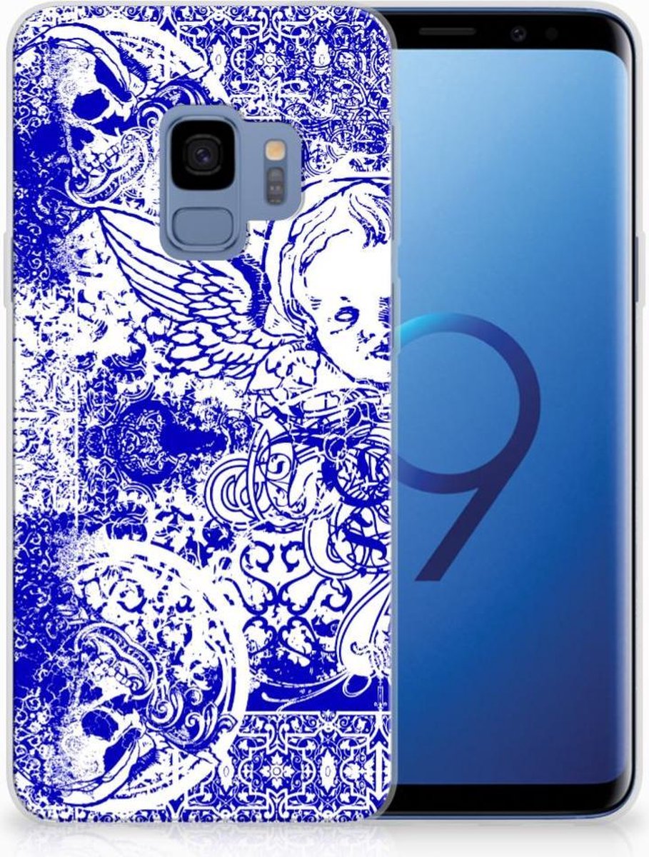 Silicone Back Case Samsung Galaxy S9 Angel Skull Blauw