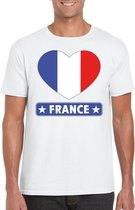 Frankrijk hart vlag t-shirt wit heren L