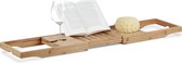 Relaxdays badplank bamboe verstelbaar 70-100 cm badcaddy badkuiprekje badrekje