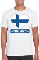 Finland hart vlag t-shirt wit heren M