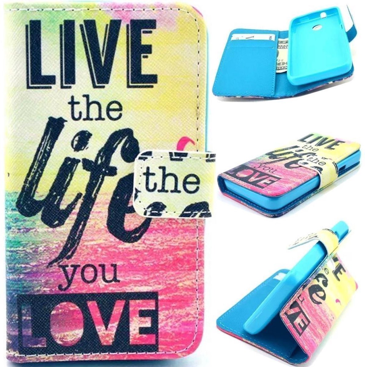 iCarer Live the life print wallet case hoesje Geschikt voor: LG X Screen