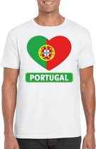Portual t-shirt met Portugese vlag in hart wit heren XL