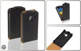 LELYCASE Flip Case Lederen Hoesje Samsung Galaxy Ace Plus Zwart