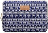 Kayond – Laptop Sleeve met olifanten tot 13-13.3 inch – Blauw/Wit
