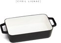 Cyril Lignac Rechthoekige ovenschaal / braadslede met handgrepen, geëmailleerd zwart gietijzer, 32 x 21 cm