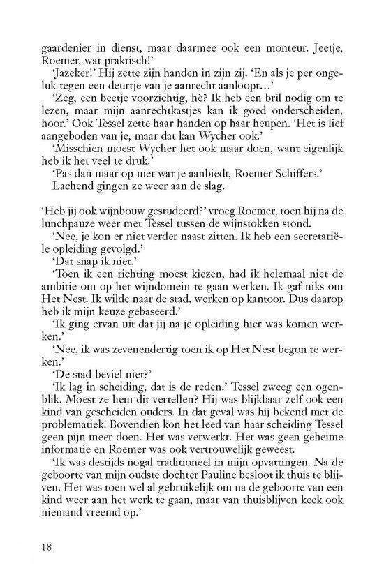 Pagina 18 met tekst over Tessel, haar werk en relaties.
