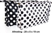 Rojafit - Toilettas - Groot - Zwart met Witte Stippen - Afmeting 29 x 8 x 19 cm.
