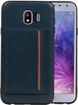 Navy Staand Back Cover 1 Pasjes voor Samsung Galaxy J4