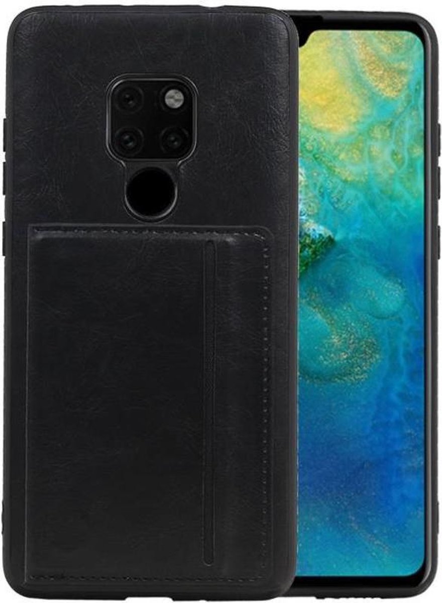 Zwart Staand Back Cover 1 Pasjes voor Huawei Mate 20