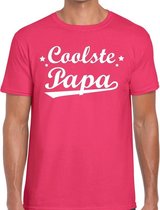 Coolste papa cadeau t-shirt roze voor heren L