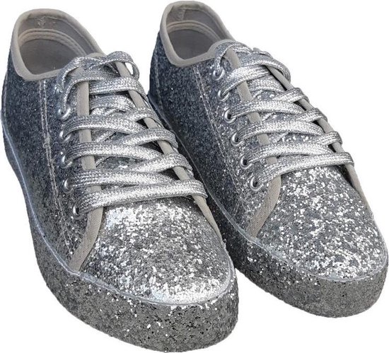 Zilveren glitter disco sneakers/schoenen voor dames 40 | bol.com