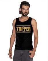 Toppers Zwart Topper mouwloos shirt/ tanktop in gouden glitter letters heren - Toppers dresscode kleding M