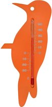 Binnen/buiten thermometer oranje specht vogel 15 cm - Tuindecoratie dieren - Vogels artikelen - Buitenthemometers