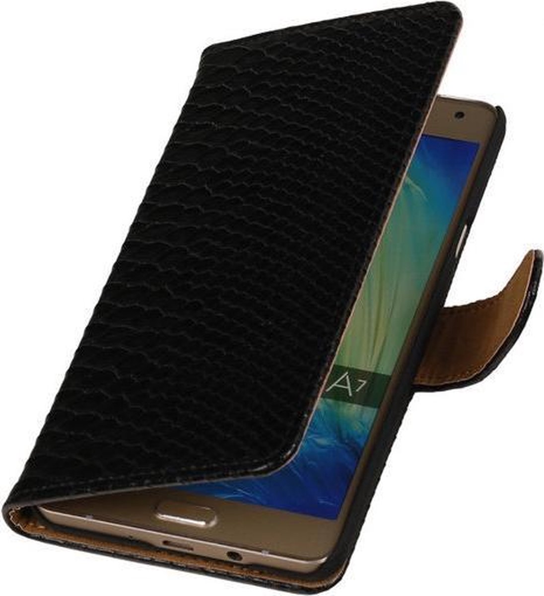 Zwart Slang Booktype Samsung Galaxy A7 A700F (2015) Wallet Cover Hoesje