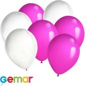 30 ballonnen Wit en Roze (Ook geschikt voor Helium)