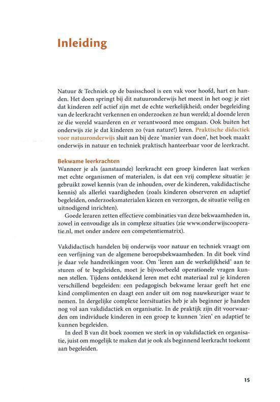 Pagina met tekst over natuur & techniek als vak, en over 'bekwame leerkrachten'.