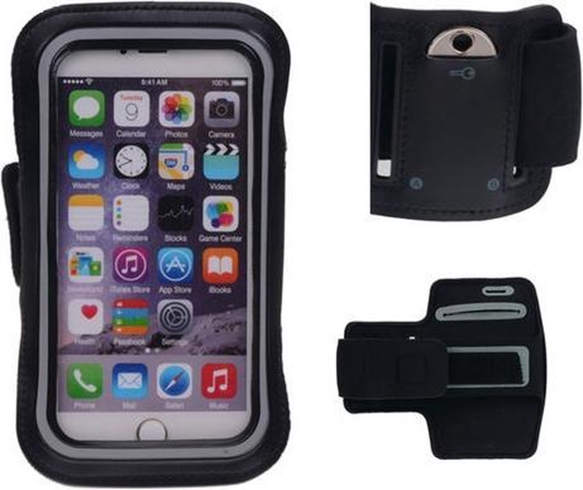 BestCases.nl Wiko View / View Prime Universele Zwart Sport Armband Neopreen Large