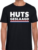 HUTS Geslaagd met vlag cadeau t-shirt zwart heren XL