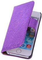 Glamour Purple Echt Leer Wallet Case Hoesje Apple iPhone 4 4S