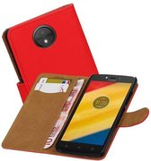 Bookstyle Wallet Case Hoesjes Geschikt voor Motorola Moto C Rood