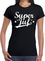 Super juf cadeau t-shirt zwart voor dames XL