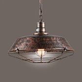 Stoere Robuuste Retro Industriële Hanglamp | Vintage Metalen Bar Cafe Style Hang Lamp | Inclusief Edison Filament Lichtbron | Kleur Roestkleur | 36cm Diameter