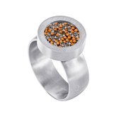 Quiges RVS Schroefsysteem Ring Zilverkleurig Mat 20mm met Verwisselbare Zirkonia Transparant Oranje 12mm Mini Munt