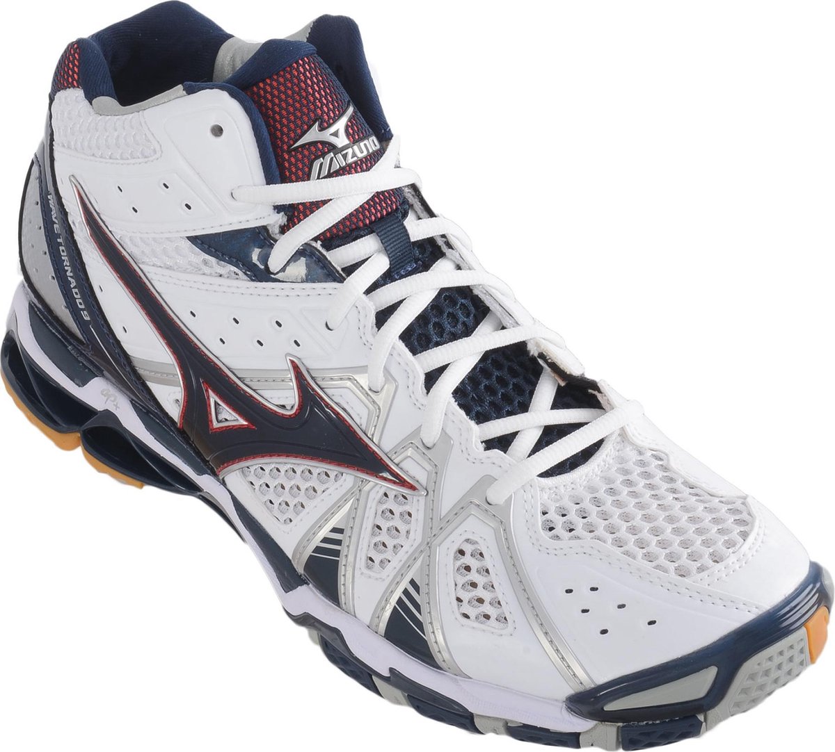 Mizuno Wave Tornado 9 Sportschoenen - Maat 50 - Unisex - wit/blauw/rood |  bol.com