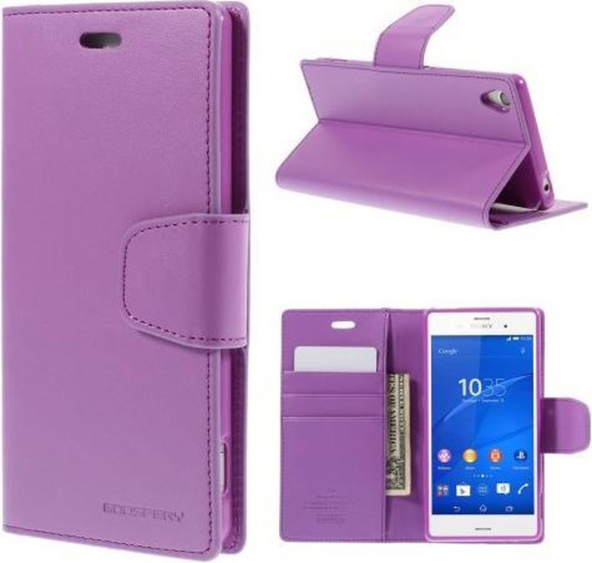 Goospery Sonata Leather hoesje Sony Xperia Z3 compact paars