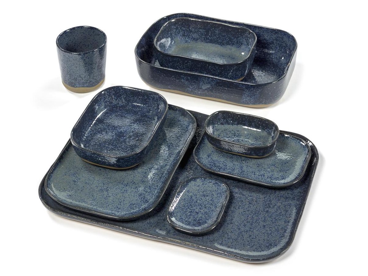 Serax - Merci La Nouvelle Table - Extra Diep Bord M - Blauw/Grijs - 8 stuks