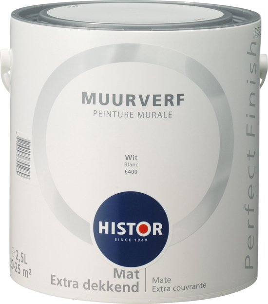 Afbeelding van Histor Perfect Finish Muurverf Mat - 2,5 Liter - Wit