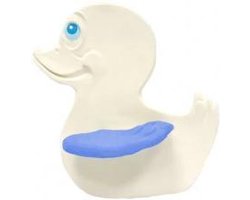 Lanco rubberen bijtspeeltje - Eend - blauwe vleugels