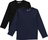 Dirkje Unisex Shirts Lange Mouwen (2stuks) Blauw en Zwart - Maat 98